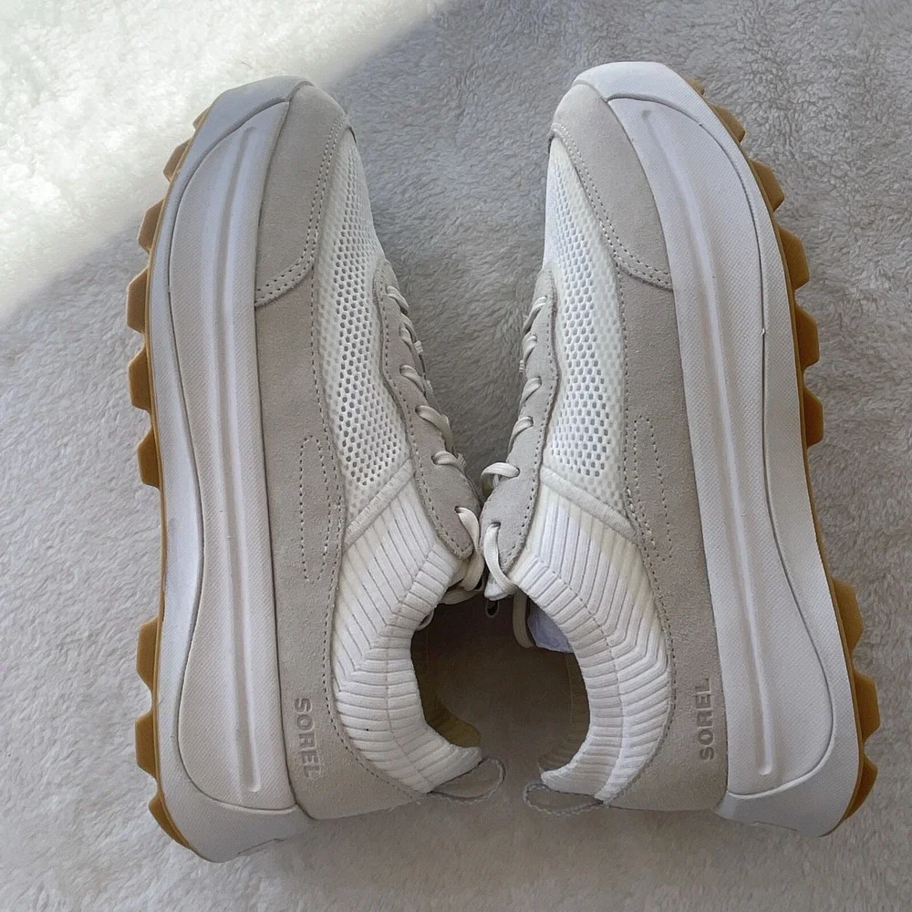 Sorel Womens Size 10 ONA 503 Low Knit Sea Salt Chalk Platform Shoes Sneakers